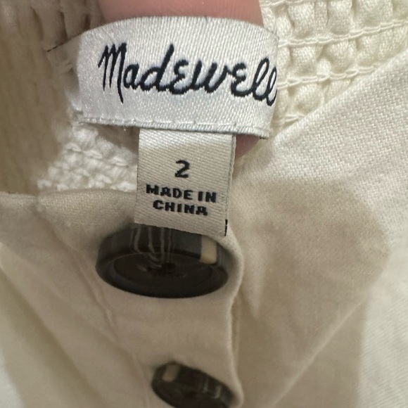 Madewell White Button-Front Mini Dress Pockets Size 2 - Picture 4 of 5